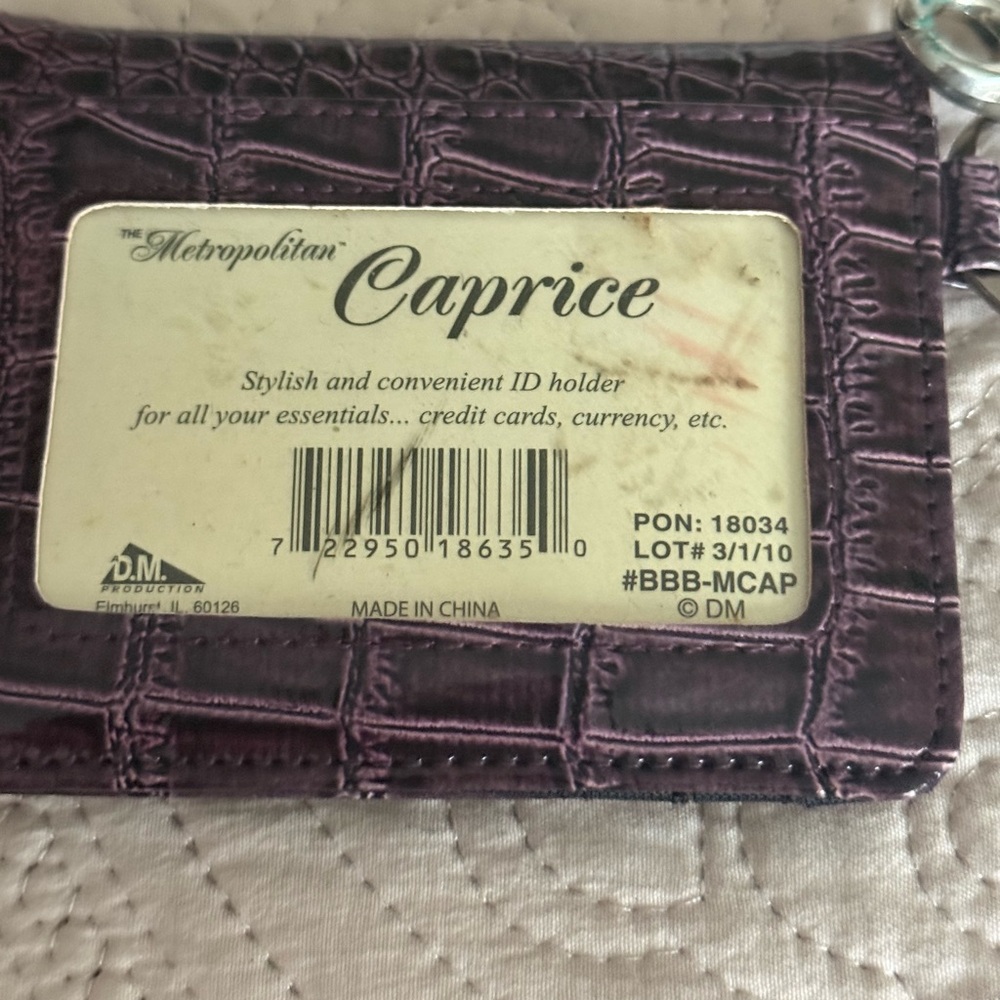 Caprice Brand Purple Crocodile Pattern ID Holder